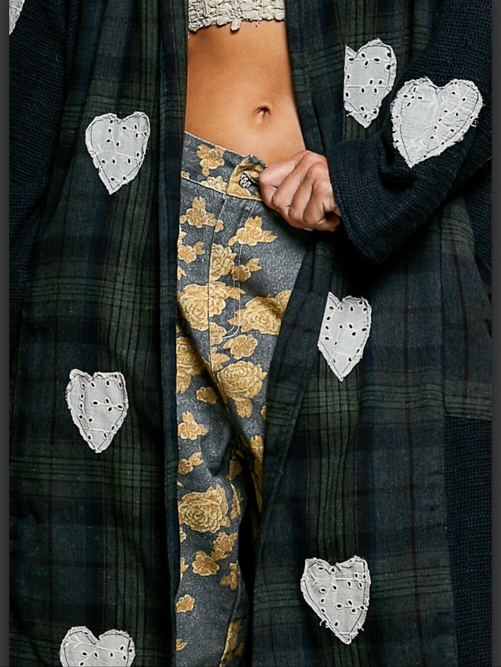 #1908 POL Heart & Soul Plaid Patchwork Duster – Midnight Forest - Picture 7 of 8